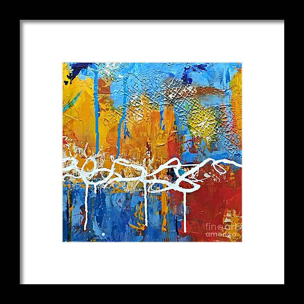Abstract Painting Framed Print featuring the painting Somewhere Between no 2 by Mary Mirabal