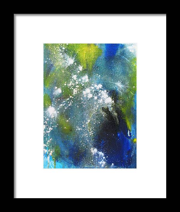 Abstract Framed Print featuring the painting Somewhere Out There by Louise Adams