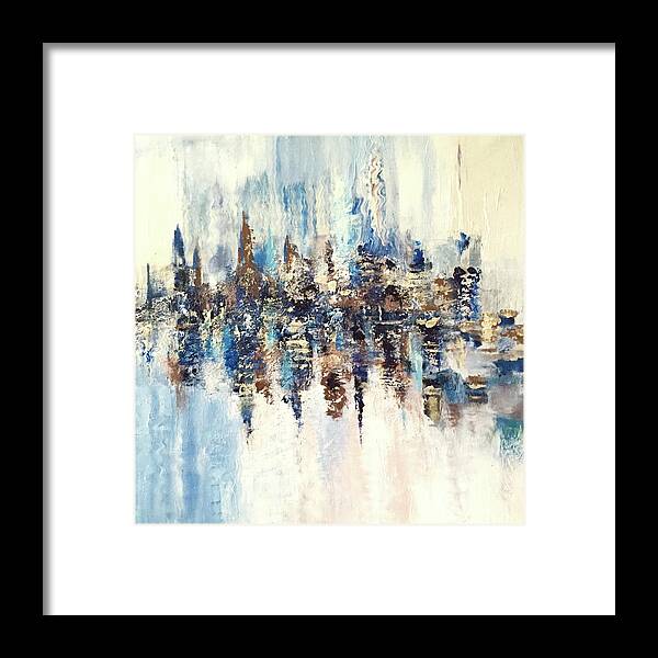 Contemporary Abstract Framed Print featuring the painting Somewhere Sometime Somehow by Dennis Ellman