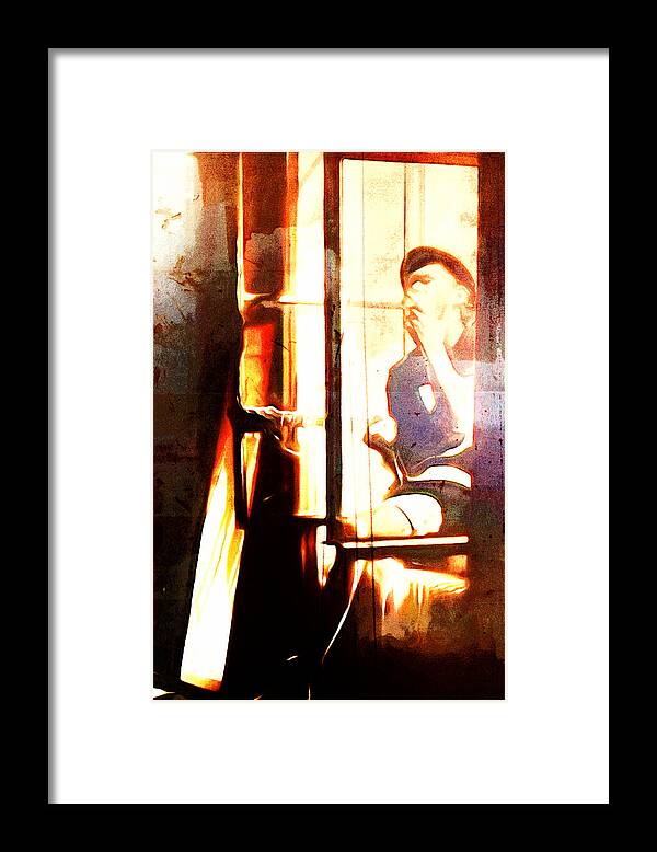 Song Framed Print featuring the digital art Songwriter at the Window by Andrea Barbieri