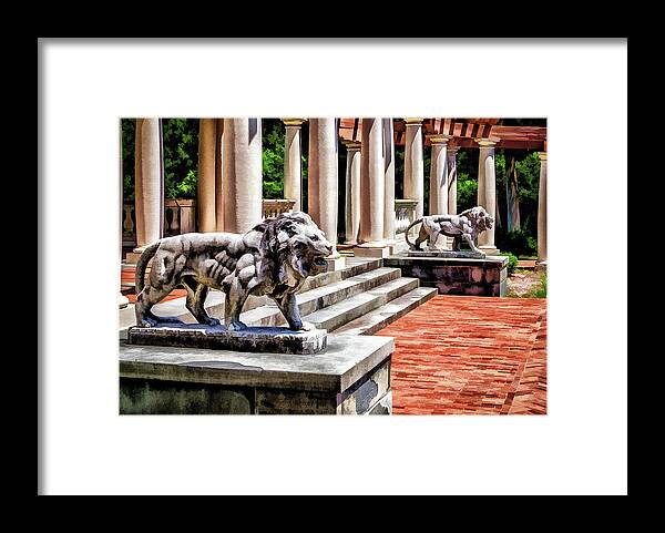 Canandaigua Framed Print featuring the photograph Sonnenberg Lions by Monroe Payne