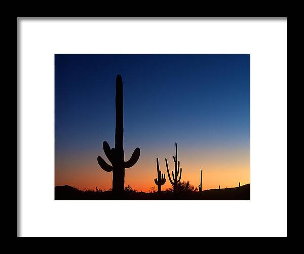 America Framed Print featuring the photograph Sonora Desert sunset by Johan Elzenga
