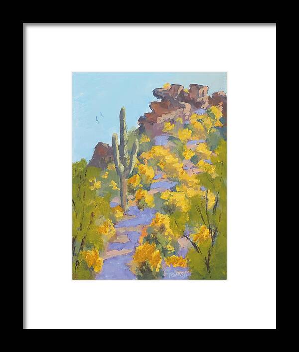 Art For Sale Framed Print featuring the painting Sonoran Springtime - Art by Bill Tomsa by Bill Tomsa