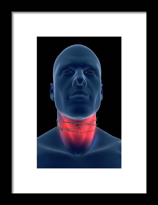 Vertical Framed Print featuring the digital art Sore Throat by MedicalRF.com