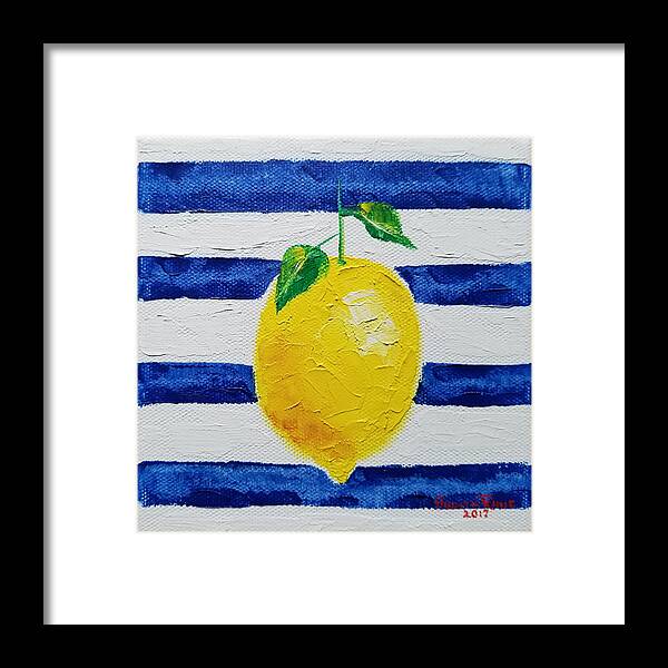 Lemon Framed Print featuring the painting Sorrento Lemon by Judith Rhue