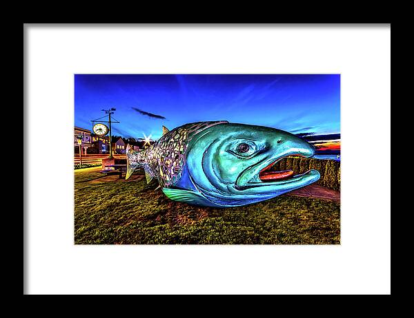 The Framed Print featuring the photograph Soul Salmon During Blue Hour by Rob Green
