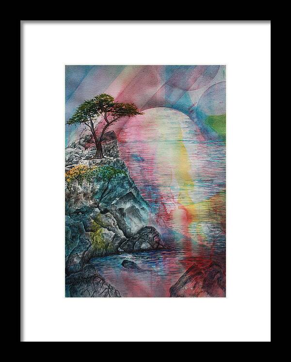 Spiritual Landscape Representing Two Souls Connected Framed Print featuring the painting Soulmates by Patsy Sharpe
