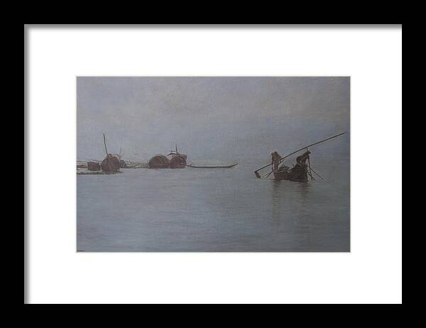 Sunset Framed Print featuring the painting south east Asia by Masami Iida