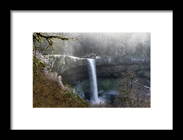 Landscapes Framed Print featuring the photograph South Falls Shroud by Steven Clark