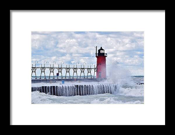 Michigan Framed Print featuring the photograph South Haven Lighthouse by Nicole Lloyd