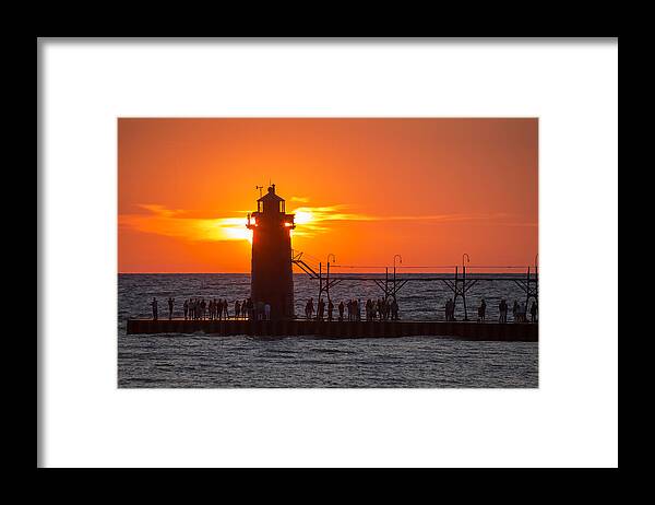 3scape Framed Print featuring the photograph South Haven Michigan Sunset by Adam Romanowicz