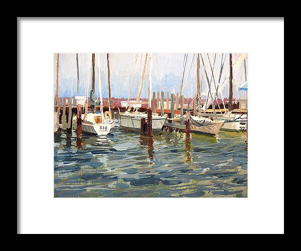 Pier Framed Print featuring the painting South Shore Yacht Club No.10 by Anthony Sell