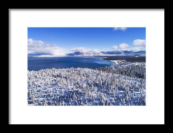 South Lake Tahoe Winter Framed Print featuring the photograph South Tahoe Winter Aerial by Brad Scott by Brad Scott