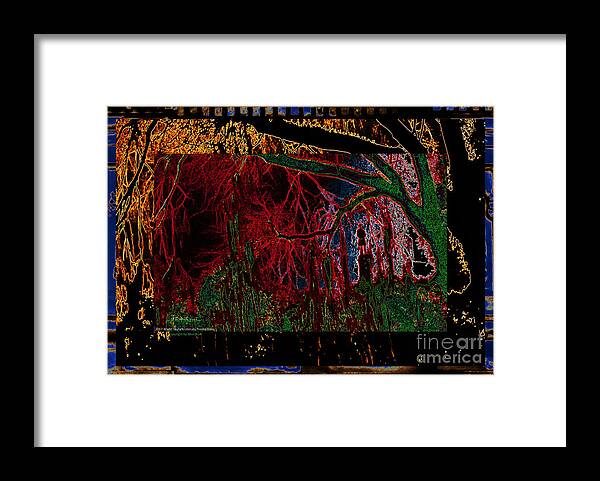 American Monuments Framed Print featuring the digital art Southern Trees and the Strange Fruit They Bear No. 1 by Aberjhani's Official Postered Chromatic Poetics