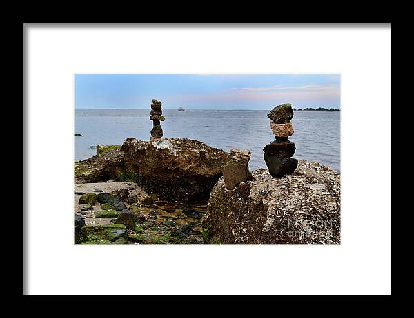 Rock Sculptures Framed Print featuring the photograph Southport Rock Art by Amy Lucid