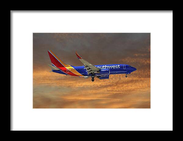 Southwest Framed Print featuring the photograph Southwest Airlines Boeing 737-76N 3 by Smart Aviation