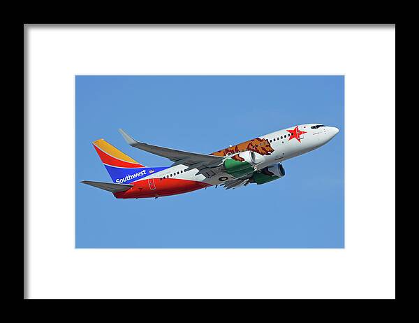 Airplane Framed Print featuring the photograph Southwest Boeing 737-7H4 N943WN California One Phoenix Sky Harbor October 16 2017 by Brian Lockett