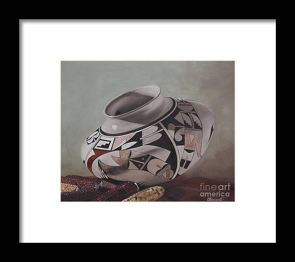 Indian Pottery Framed Print featuring the painting Southwest Indian pot by Barbara Barber