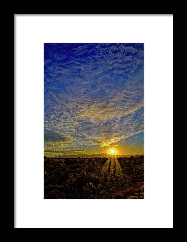 Arizona Framed Print featuring the digital art Southwest Sunset op40 by Mark Myhaver