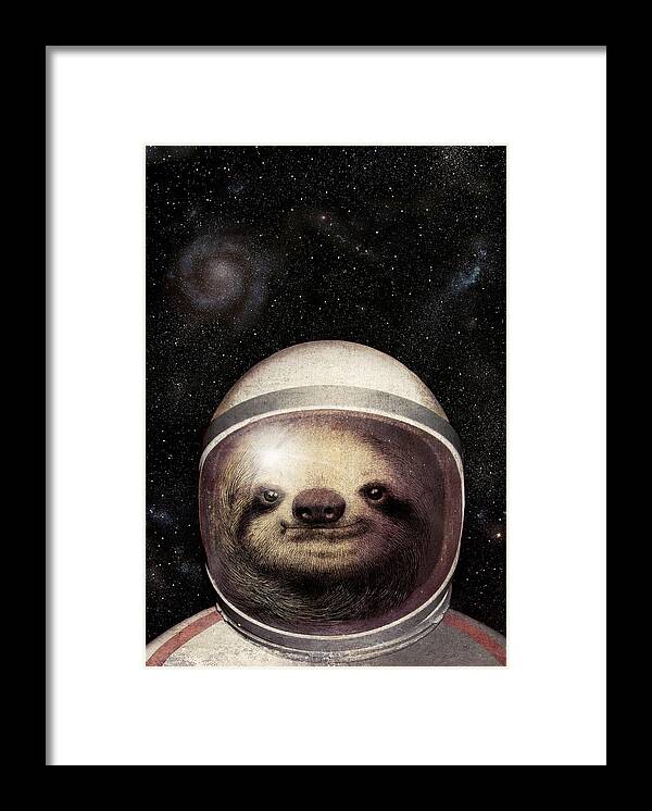 Sloth Framed Print featuring the drawing Space Sloth by Eric Fan