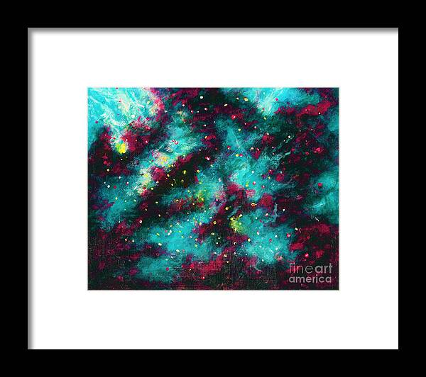 #2d #abstract #abstractart #art #artist #beautiful #bestseller #colorful #contemporaryart #expressionism #fineart #followart #interiordesign #luxuryart #modernart #nature #natureaddict #newartwork #painting #science #scifi #space #surreal #surrealism Framed Print featuring the painting Spaced Out by Allison Constantino