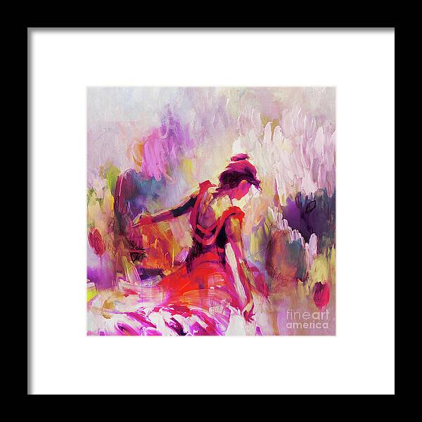 Dance Framed Print featuring the painting Spanish Female art 0087 by Gull G