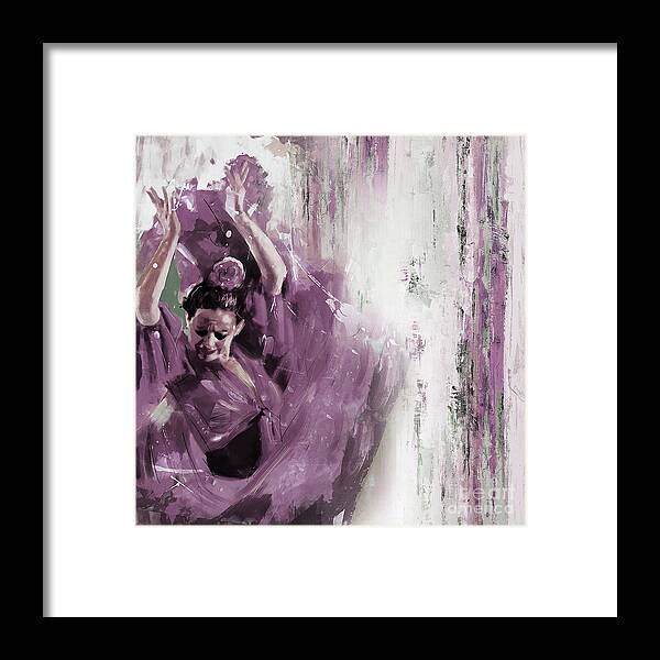 Jazz Framed Print featuring the painting Spanish Woman dance by Gull G