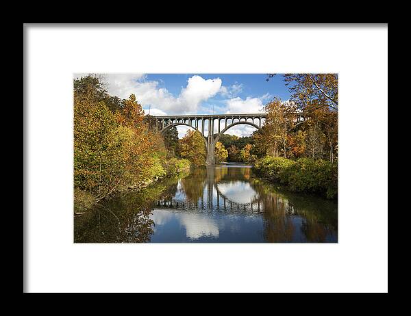 Spanning The Cuyahoga River Framed Print featuring the photograph Spanning The Cuyahoga River by Dale Kincaid