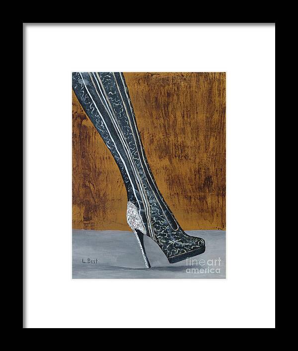 Kinky Boot Framed Print featuring the painting Sparkle Kinky Boot by Laurel Best