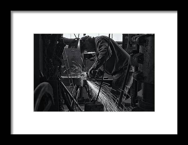 Grinding Framed Print featuring the photograph Sparks by Tom Singleton