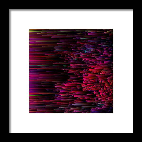 Glitch Framed Print featuring the digital art Speeding Neon - Abstract Glitch Pixel Art by Jennifer Walsh