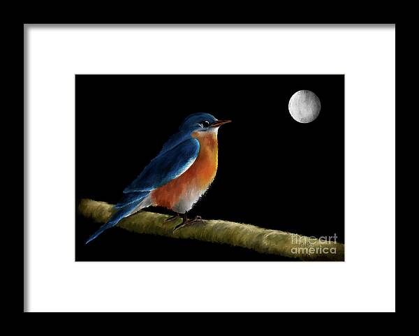 Bluebird Framed Print featuring the digital art Spellbound By The Light Of The Silvery Moon by Lois Bryan