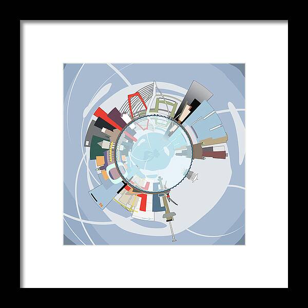Sphere Framed Print featuring the photograph Sperical Panorama Rotterdam Skyline by Frans Blok