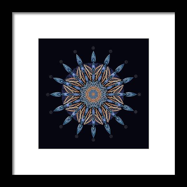 Blue Framed Print featuring the digital art Sphinx Moth Pattern Mandala by Deborah Smith