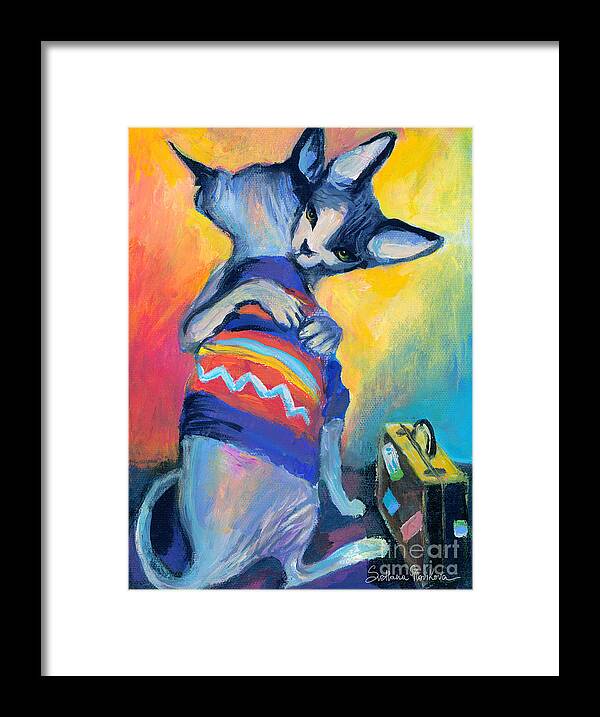 Sphynx Cat Picture Framed Print featuring the painting Sphynx Cats Friends by Svetlana Novikova