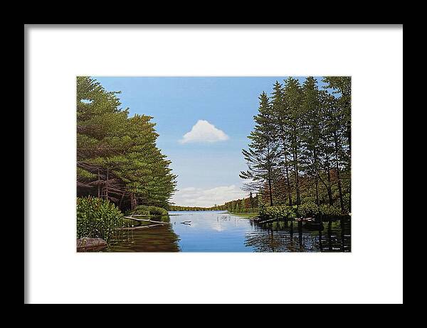 Spider Lake Framed Print featuring the painting Spider Lake Pond by Kenneth M Kirsch