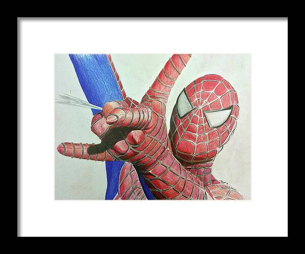 Spiderman Framed Print featuring the drawing Spiderman by Michael McKenzie