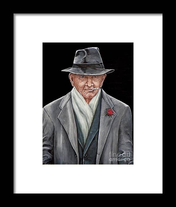 Spiffy Framed Print featuring the painting Spiffy Old Man by Judy Kirouac