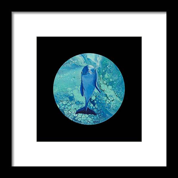 Animal Framed Print featuring the painting Spirit Of The Ocean On Black by Darice Machel McGuire