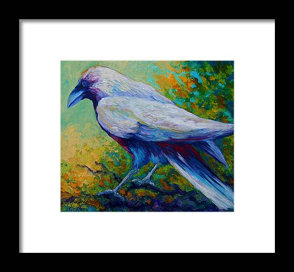 Crows Framed Print featuring the painting Spirit Raven by Marion Rose