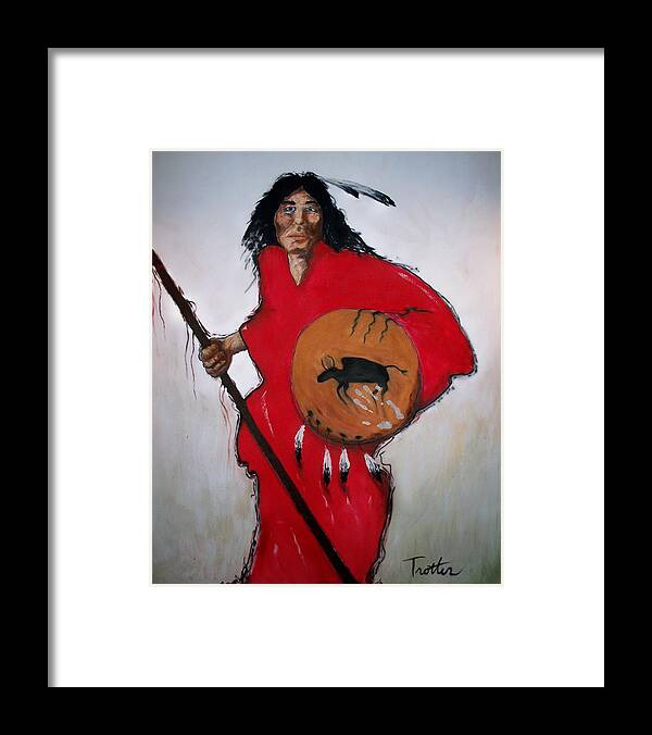 Native Framed Print featuring the painting Spirit Warrior by Patrick Trotter