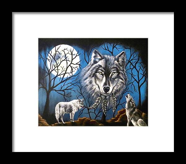 Wolf Framed Print featuring the painting Spirit Wolf by Teresa Wing