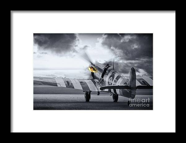 Spitfire Framed Print featuring the photograph Spitfire AB910 Spitting Fire by Airpower Art