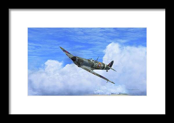 Aviation Framed Print featuring the digital art Spitfire Airborne by Harold Zimmer