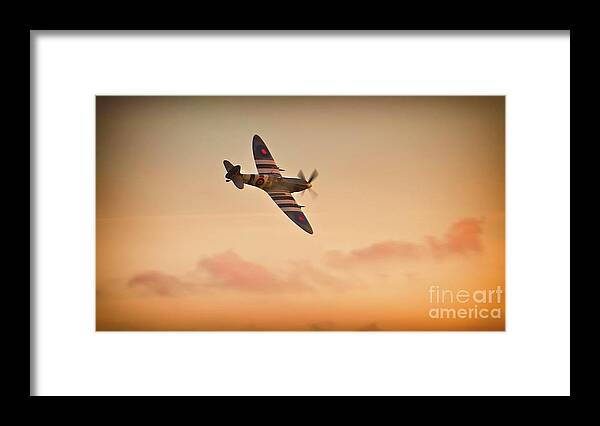 Fighter Plane Framed Print featuring the photograph Spitfire Sunset by Gus McCrea