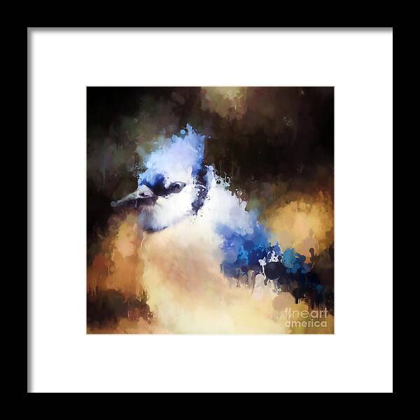 Blue Jay Framed Print featuring the photograph Splatter Art - Blue Jay by Kerri Farley