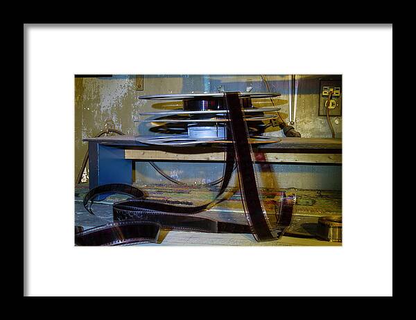 Antique Framed Print featuring the photograph Splicing vintage film by Karen Foley