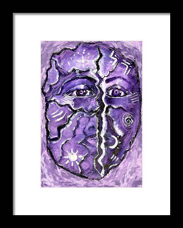 Split Personality Framed Print featuring the painting Split A Mask by Shelley Bain