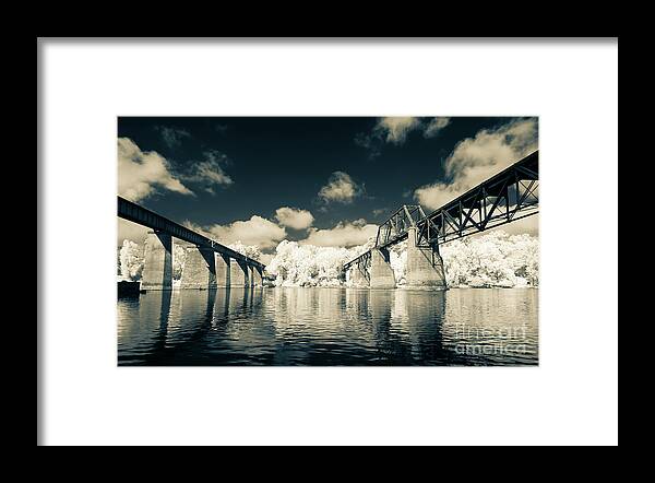 Rr Framed Print featuring the photograph Congaree River Trestles Infrared-Split Tone by Charles Hite