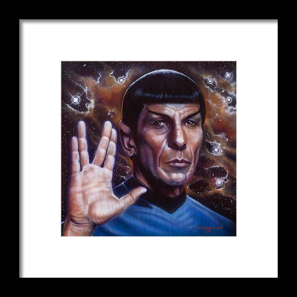 Star Trek Framed Print featuring the painting Spock by Timothy Scoggins